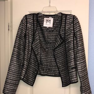 Milly tweed crop jacket black white silver 6